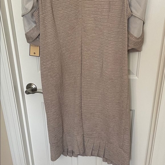 Pearl-Trim Taupe Dress and Jacket Set - Women’s Wedding Occasion - Picture 9 of 10